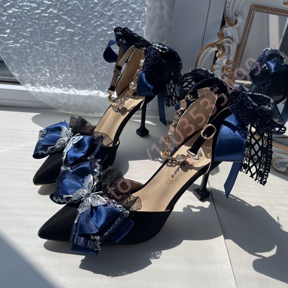 Women'S Shoes Navy Blue - 2026 Nieuwe satijnen pumps met spitse