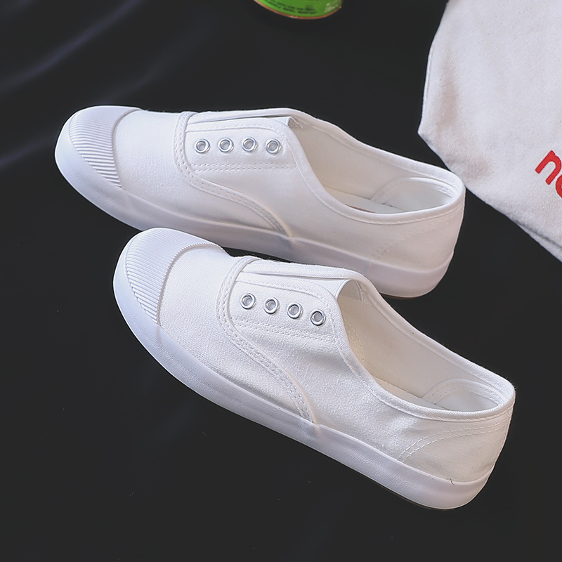 Women Shoes For Walking - Nieuwe witte canvas damesschoenen lage instapper