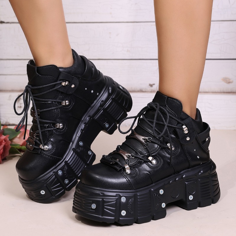 Women Shoes Store - Nieuwe damesschoenen Punk-stijl Veterschoenen Hakhoogte 6