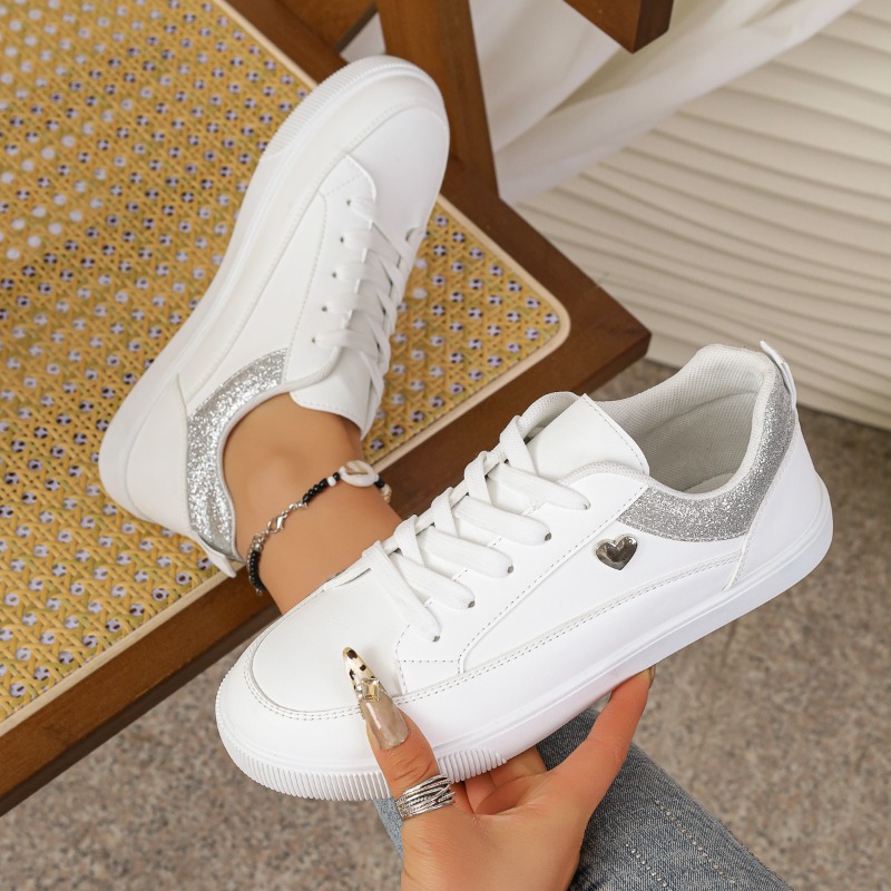 Dames Witte Glitter Hart Sneak - Women Shoes For Walking recensie en prijs