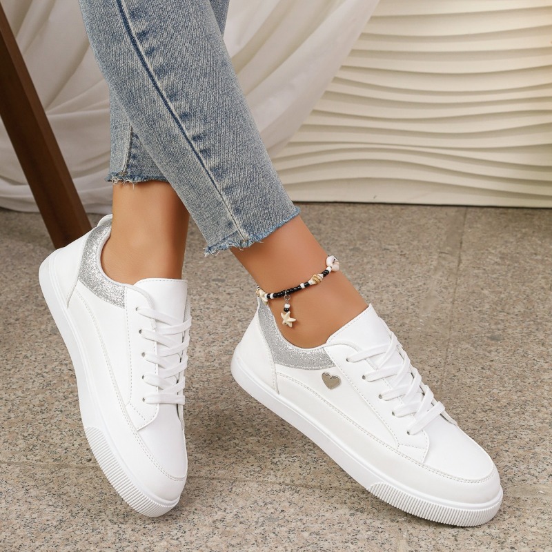 Dames Witte Glitter Hart Sneak - Women Shoes For Walking recensie en prijs