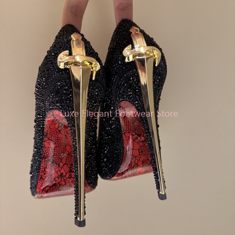 Goud Glanzend Kristal Zwaard V - Metallic Heel Sandal recensie en prijs