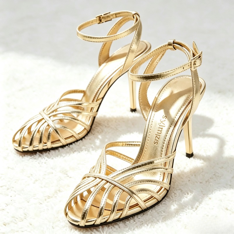 Sexy Gouden Holle Smalle Band  - Metallic Heel Sandal recensie en prijs