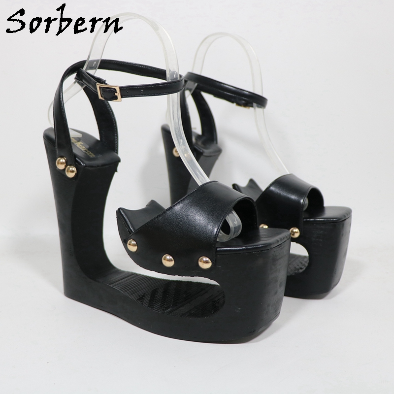 Sorbern Black Hollow Out Wedge - Metallic Heel Sandal recensie en prijs